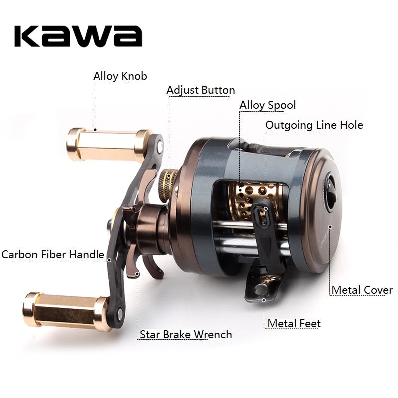 KAWA Round BFS Casting Reel 11+1 Bearings Light Weight Alloy Spool