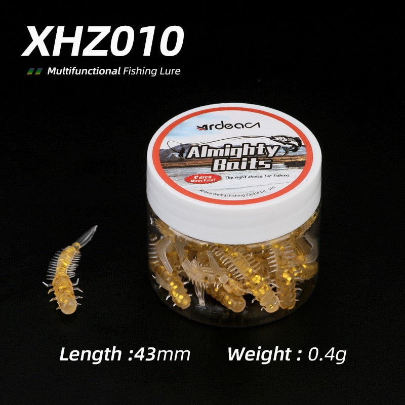 Squirmies 30/60pcs 43mm0.4g Soft larva for Panfish, Trout, Bass