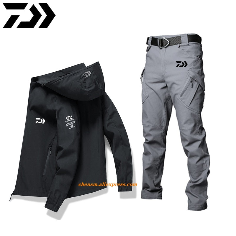 Waterproof Windproof Fishing Suit Men Thin Breathable Quick Dry Fishing Clothes Hiking Camping Outdoor Sport Fishing Wear