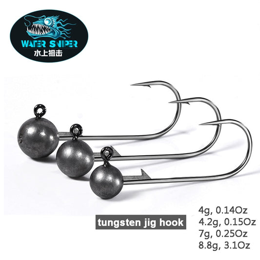 4pcs Jig Head Fishing Hook 7g 9g 4.2g Round Ball Jig Head Tungsten Jigs