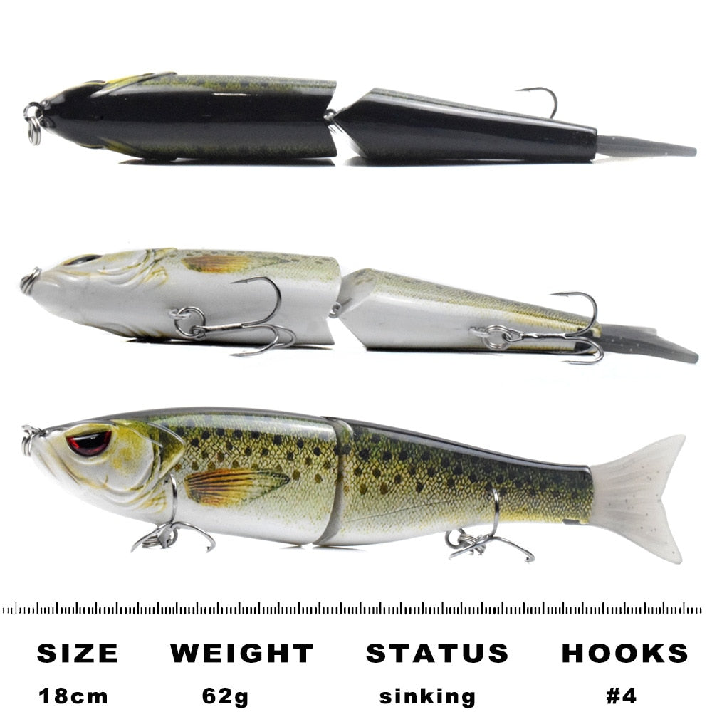 ODS Lure Fishinig Lure for Bass 7? Glide Bait Jointed Swimbait Hard Lure with Hooks, Other