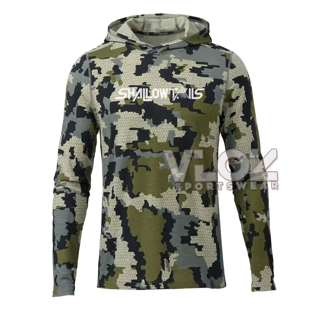 Shallow Tails Hood Fishing Shirt Professional Men Long Sleeve Fish Jersey  Hoodie Breathable UV Protection UPF50+ T-shirt Apparel